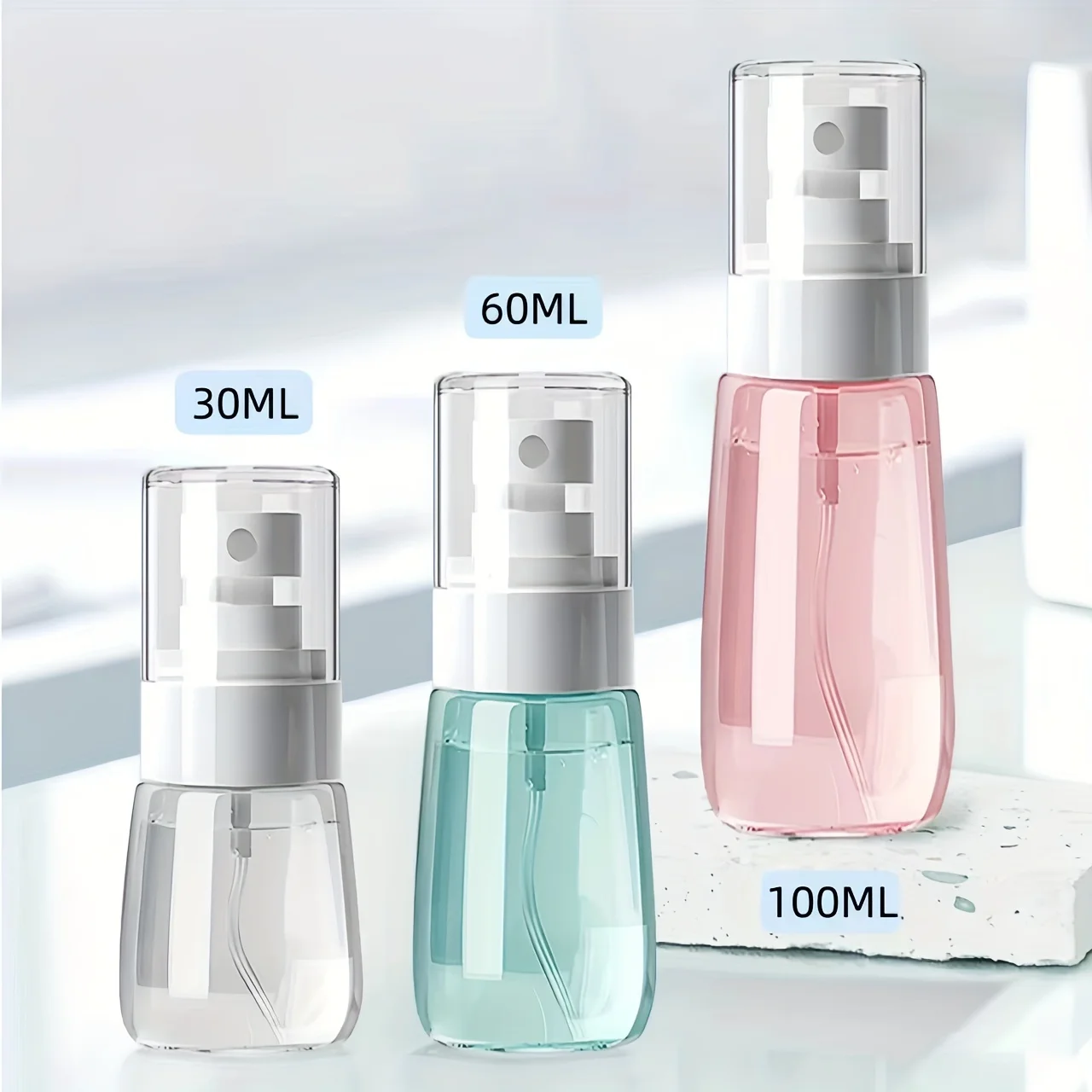 2Pack Refillable Spray Bottles 1oz/30ml Alcohol Atomizer Mini Fine Mist Liquid Containers for Skin Care Makeup Travel Accessorie