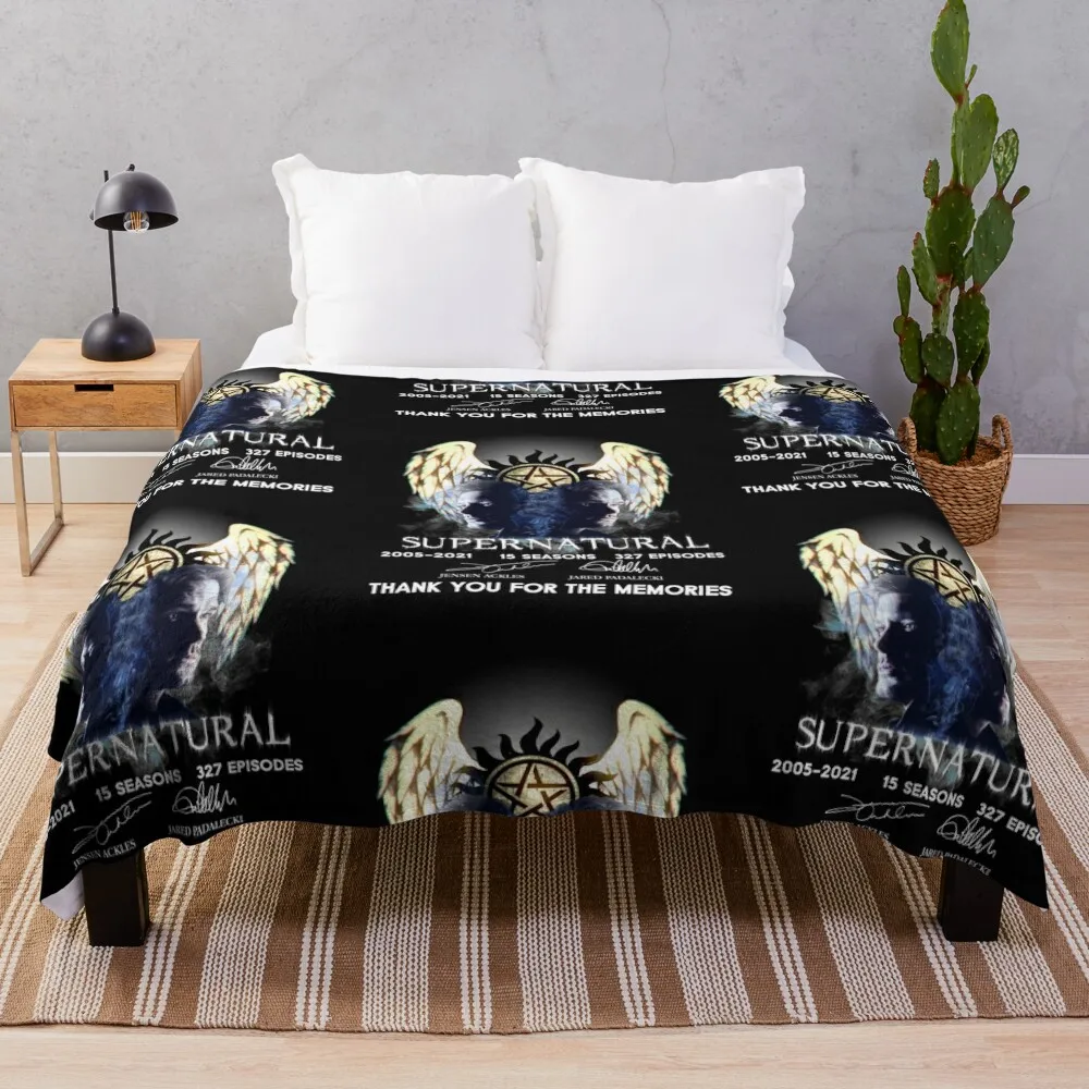 

Supernatural Thank You For The Memories , Supernatural Signature Art , Supernatural Winchester Throw Blanket for winter Blankets