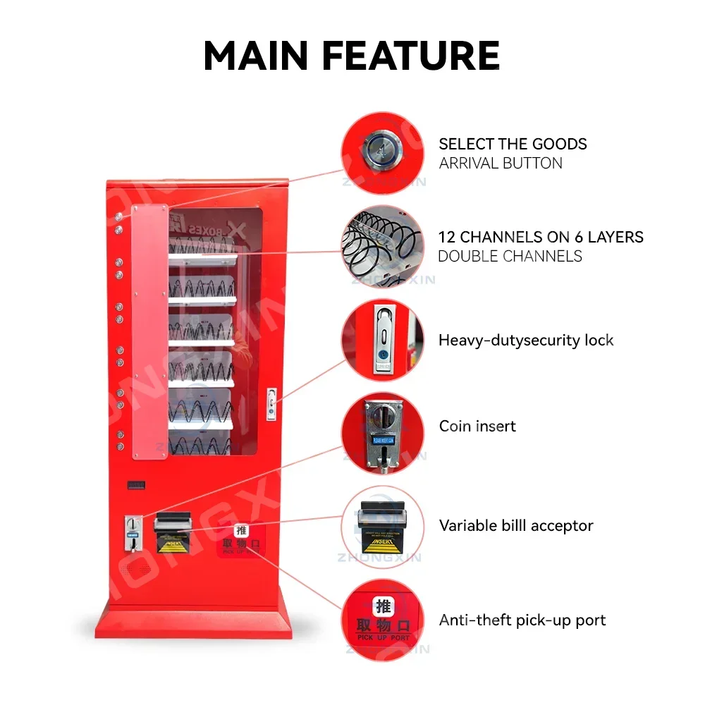 Mini Customized Vertical Self Service Snacks Drink Gift Cosmetics Small Red Vending Machine