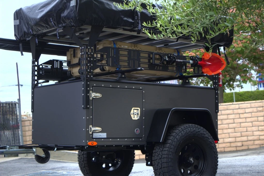 Enclosed Luggage Camping Trailer With Top Roof Tent