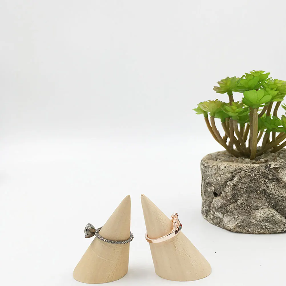 

12 шт., деревянная подставка для колец из лотоса, конический органайзер для хранения ювелирных изделий для домашнего шоу, выставочная деревянная подставка для колец