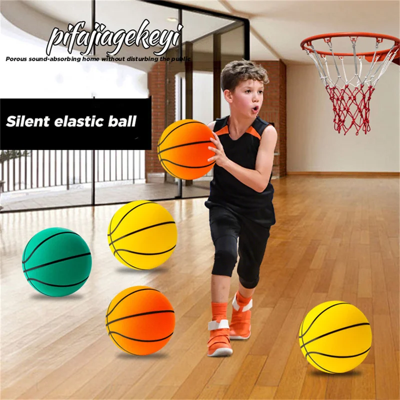 Bouncing Mute Ball Diameter 18/21/24cm High-Resilience Lightweight Silent Pu Foam Basketball Children Sports Bouncy Balls Toy