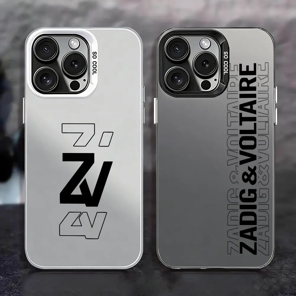 Funda para Teléfono Color Plata para iPhone 17 16 16e 15 14 13 12 11 Pro Max Plus, Carcasa Mate Antigolpes F-Fashion VOLTAIRE&ZADIG