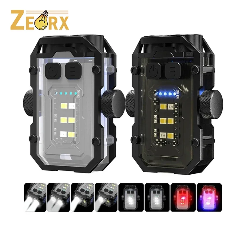 

Mini Keychain Flashlight Clip with Clip, LED 360° Rotate Magnetic EDC Light with Red Blue COB Side Light for Hiking, Camping