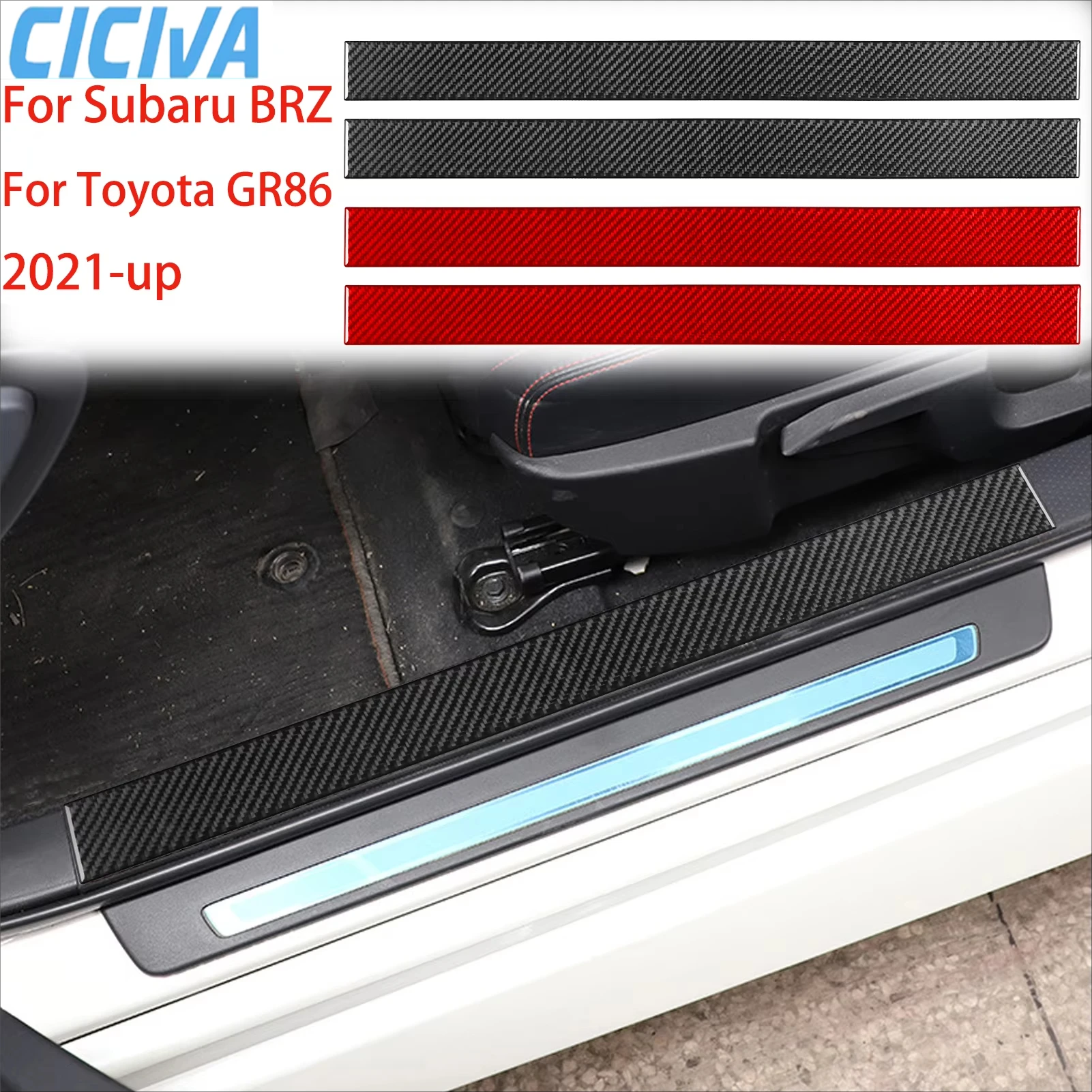 

For Subaru BRZ/ for Toyota GR86 2021-up Carbon Fiber Inner Threshold Bar Door Sill Interior Decorative Stickers Car Accessories