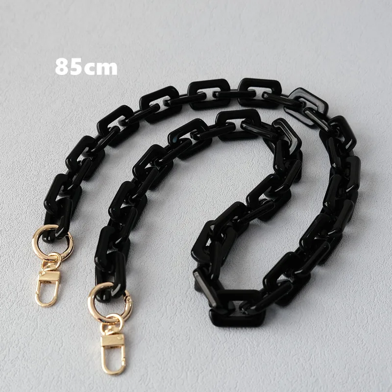 Neue Mode Damen Taschenzubehör Abnehmbare Ersatzkette Schwarzer Einfarbiger Quadratischer Acryl-Luxusriemen Damen Schultergriff-Kette – Detail 22