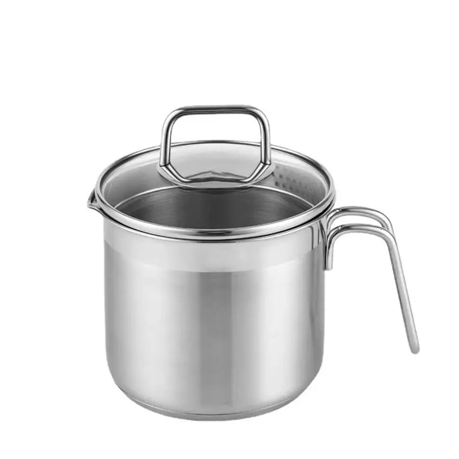 

Steel Saucepan With Glass Lid, Sauce Pan, 2.5 Quart Cooking Pot, Perfect For Boiling Milk, Sauce, Gravies, Pasta, Noodles