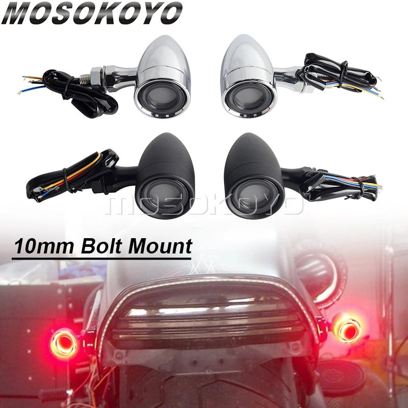 Motorcycle Retro Bullet LED Turn Signal Lamp Taillight Stop Brake Light Red Amber Blinker For Harley Chopper Bobber Yamaha Honda