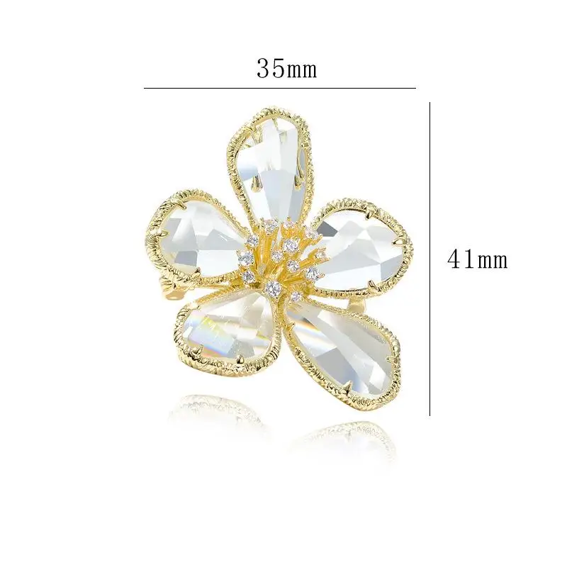 Vintage Mode Kristal Bloem Broches Voor Vrouwen Creatieve Strass Prachtige Kleurrijke Blaadjes Broche Charme Kantoor Feest Sieraden