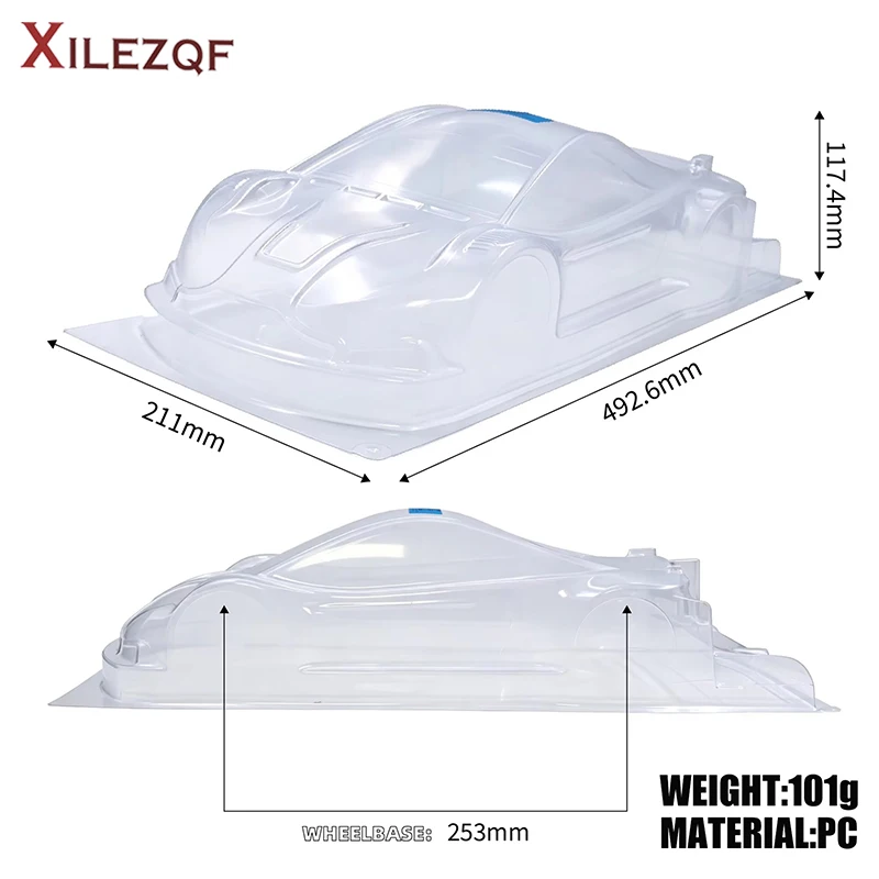 1/10 Unpainted Clear Drift Car Body Shell With Decorative Decals Requires Manual Hole Cutting for 1:10 Rally Street Chassis Part