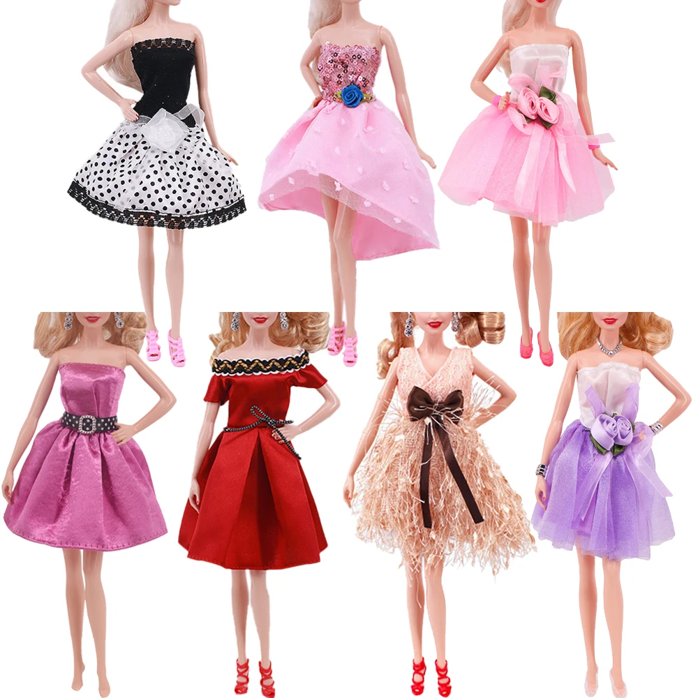 Barbies Doll Clothes 1Set New Fashion Bow Skirts Princess Dress Suitable For 11.8inch  Doll Casual Clothing Free Shoe Girl Gift