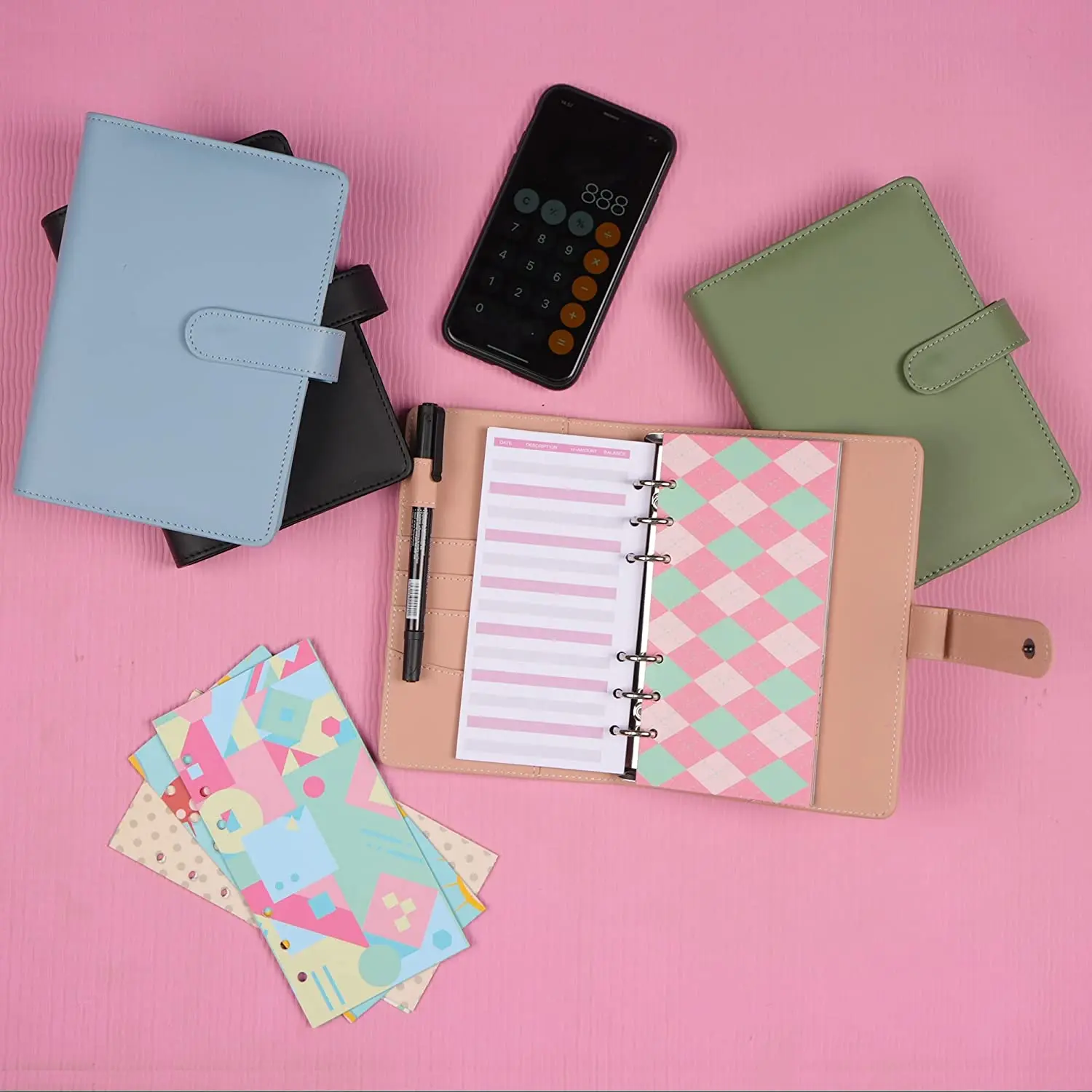 A6 Budget Binder Notebook Envelopes Organizer for Money Saving with Cash Envelopes for Budgeting, Expense Sheets and Marker Pen