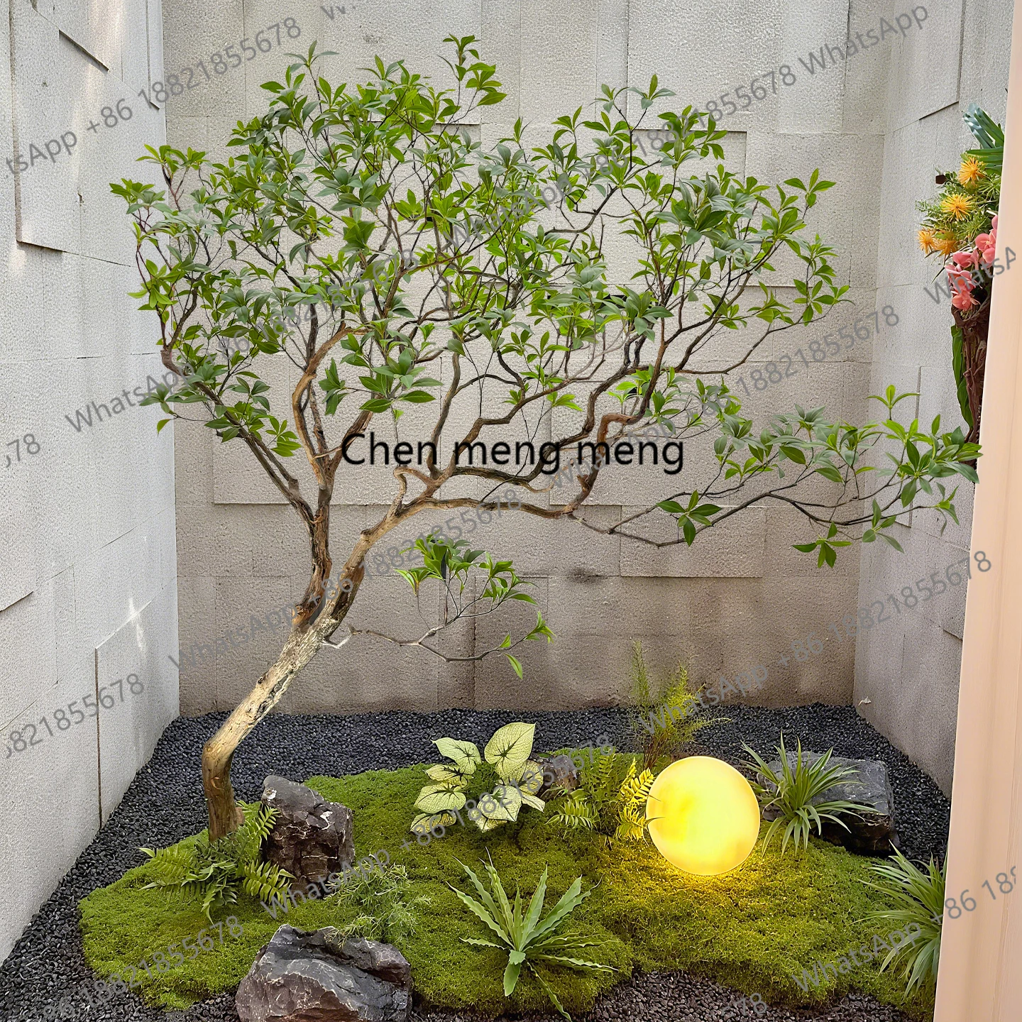 green plant horse drunk wood indoor hotel window high-end landscaping villa under the stairs patio fake tree decoration