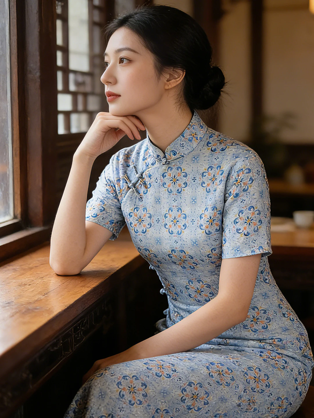 

Элегантное хлопковое платье-ципао Dorabana с принтом, лето 2026, новый стиль, на пуговицах спереди, повседневная улучшенная версия, дышащее, с коротким рукавом, миди