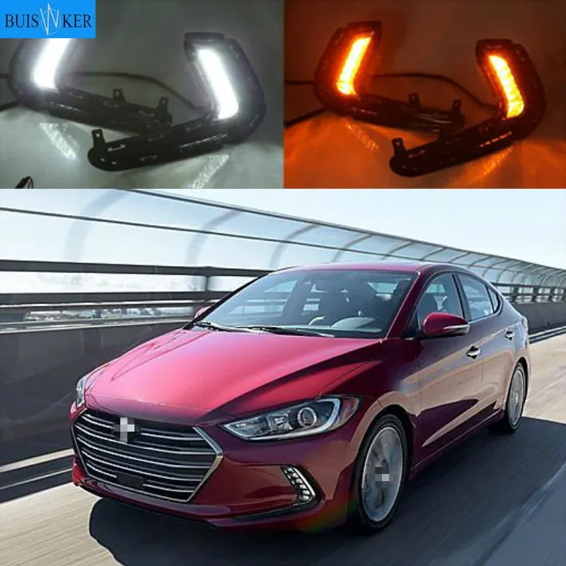 

1 пара для Hyundai Elantra 2016 2017 2018 светодиодные автомобильные DRL дневные ходовые огни дневного света водонепроницаемые сигнальные лампы