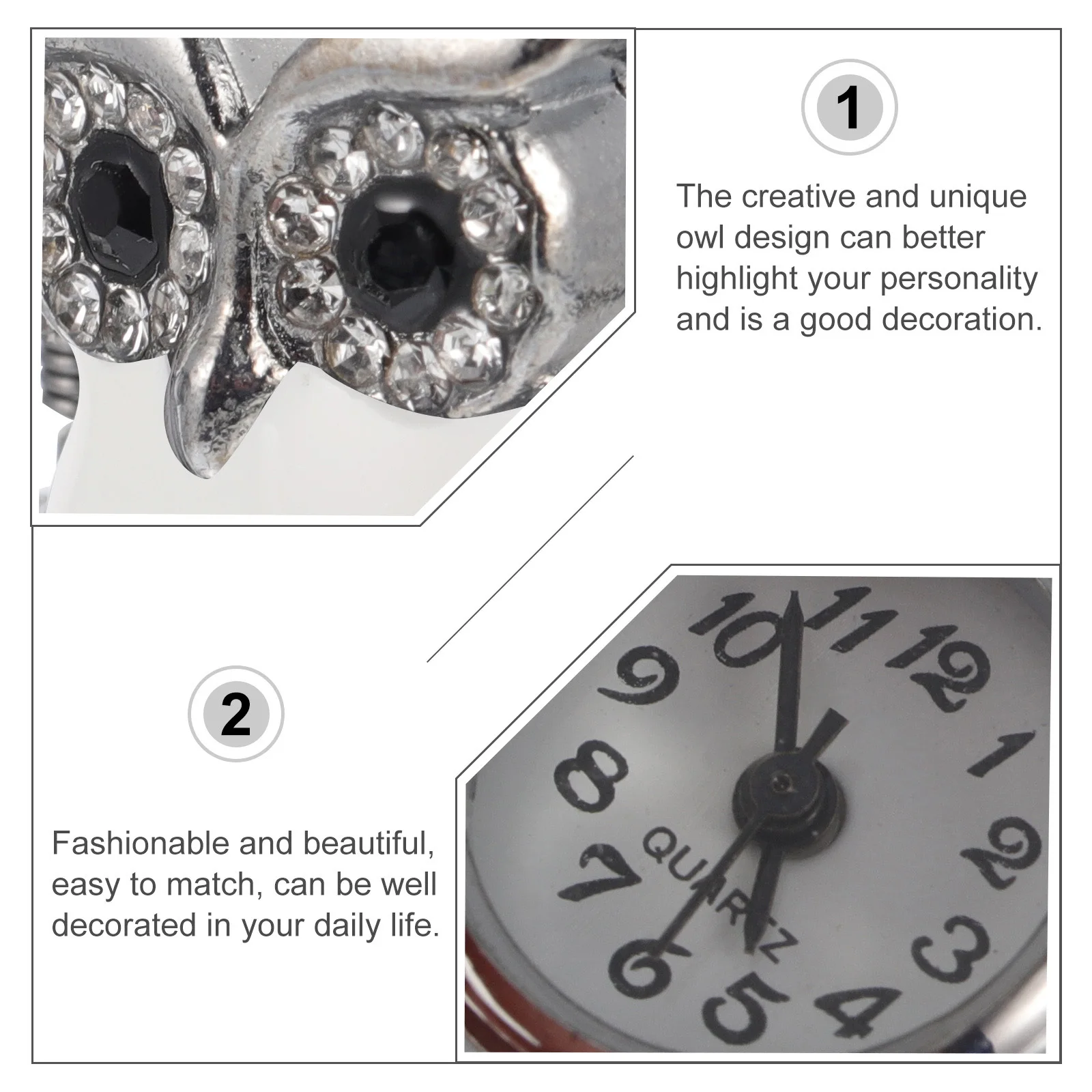 ساعة ريترو على شكل بومة أنيقة وجميلة وسهلة المطابقة كهدية المهرجان لساعة إصبعها هدية مهرجان زينة الأصابع