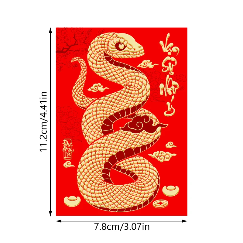 6 pçs curto ano do cobra festival de primavera envelope vermelho presente envelopes de dinheiro chinês 2025 papel fengshui hongbao bolsos