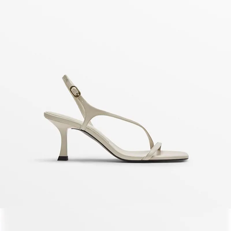 

Withered Minimalist Women's Genuine Leather Thong Sandals With 5cm High Heels Fashionable Versatile Comfortable Sandals Shoes