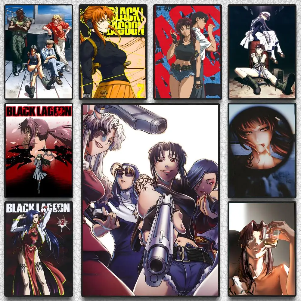 Black Lagoon Poster Hot Self-adhesive Art Paper Sticker Coffee House Bar Room Wall Decor