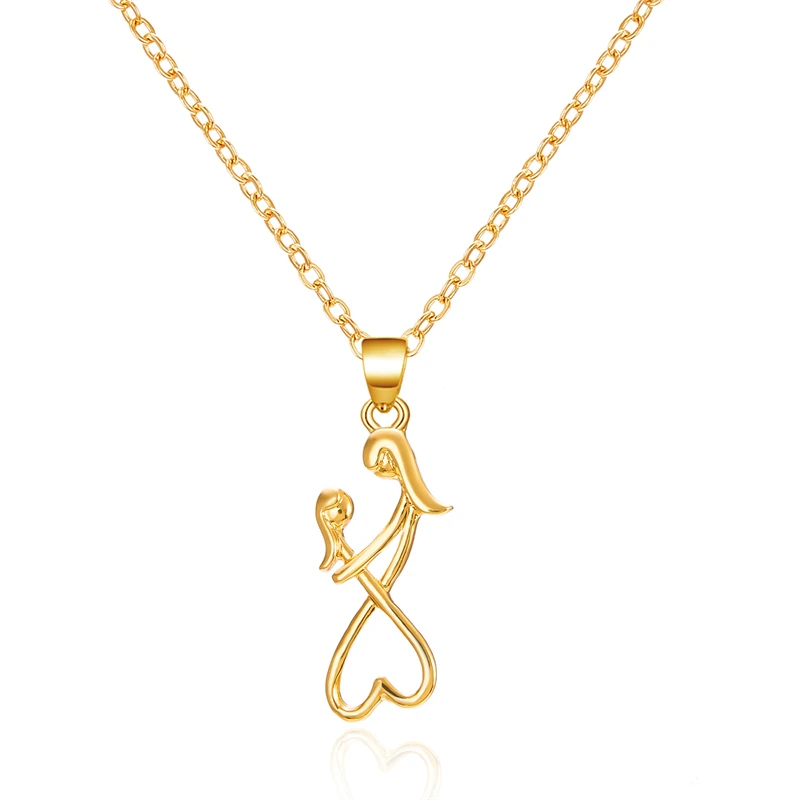 Mutter Tochter Sohn Familie Halskette Schlüsselbein Kette Silber Farbe Figur Anhänger Schmuck Für Frauen Muttertag Geschenk – Detail 3