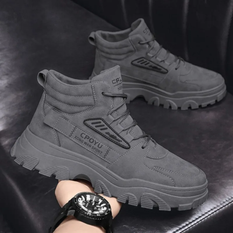Spring New High Top Breathable Work Shoes for Man Trendy Anti-Slip Wear-Resistant Men's Sneakers Casual Labor Protection Shoes