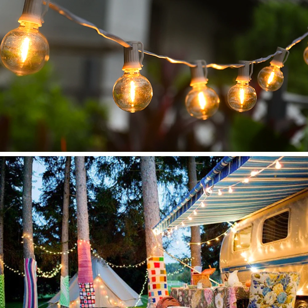 Outdoor G40 LED String Lights Shatterproof Globe Bulbs String IP44 Waterproof Wedding Lights Decoration 15M 30M Connectable