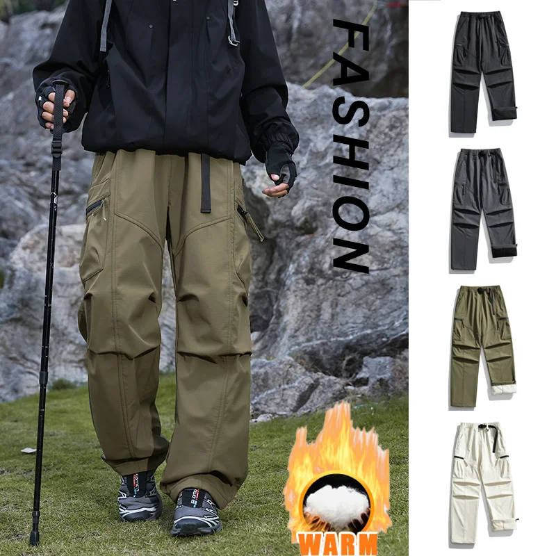 

Функциональный водоотталкивающий десантник плюс бархатный комбинезон для улицы, мужские брюки для спорта и отдыха в американском стиле, пешего туризма, альпинизма