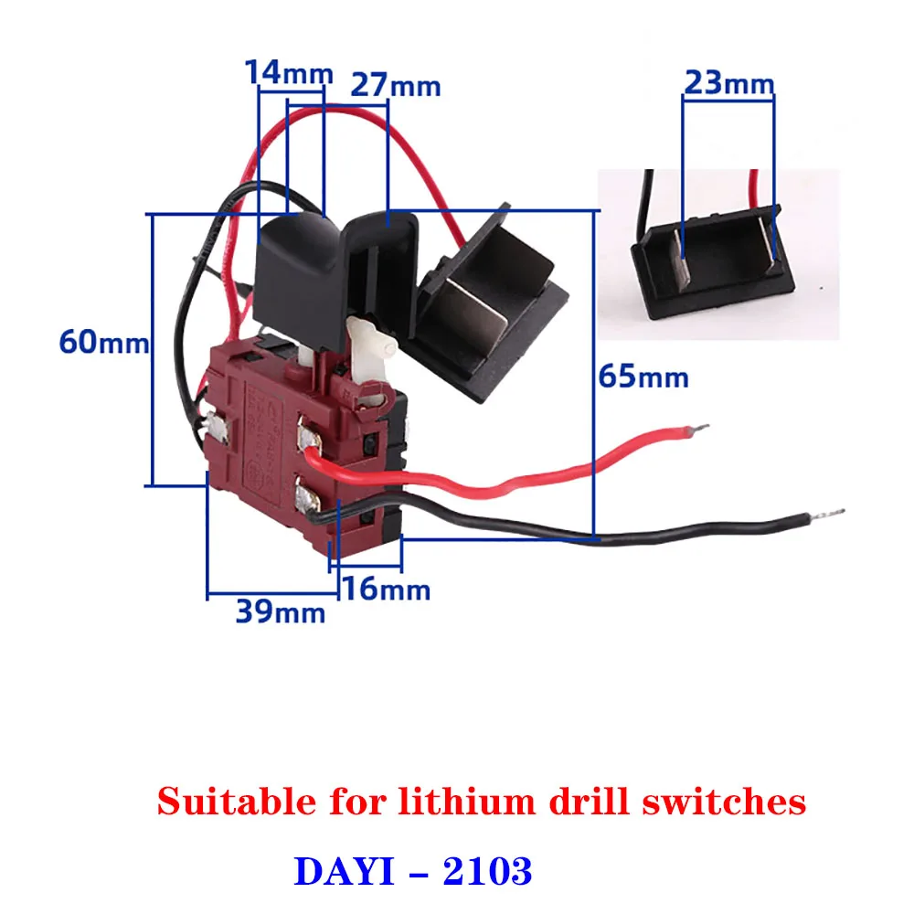 

1pcs Convenient lithium drill dustproof speed control button trigger switch DC 7.2-24V cordless drill switch replacement