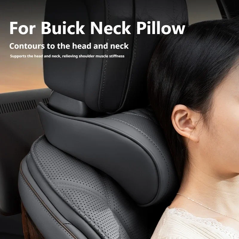 Luxury Memory Foam Perforated Leather Car Headrest Pillow For Buick Encore GX Envista Envision Enclave Velite 6 Electra L7 E5