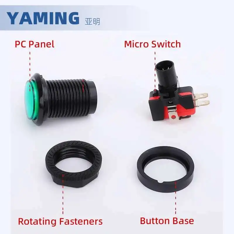 Macchina da gioco Distributore automatico di acqua Accessori per il lavaggio dell'auto Interruttore a pulsante 12V Ripristino momentaneo SML Rettangolo rotondo Forma quadrata