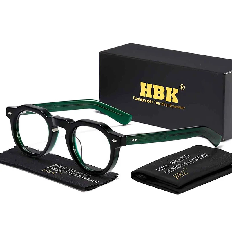 

HBK Vintage Round Optical Glasses Frame Men Acetate High Quality Glasses Frames Women Anti Blue Light Computer Eyeglass Frames