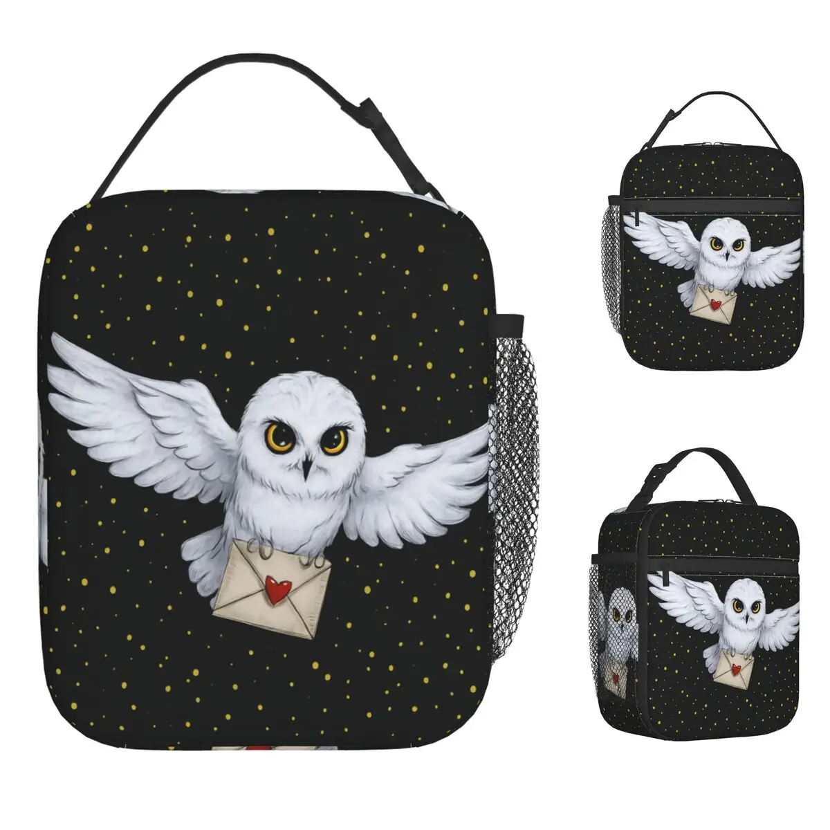 

Halloween Owl Flight Lunch Bag Witch Magic Outdoor Picnic Lunch Box Women Aesthetic Print Thermal Lunch Bag Waterproof Portable