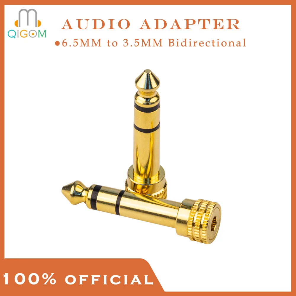 QIGOM 6.5MM to 3.5MM Bidirectional Audio Adapter, Stereo, HIFI Lossless Sound, Plug and Play, For Microphone Amplifier Speaker