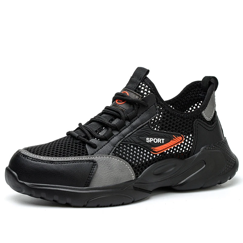 men fashion steel toe covers work safety shoes summer breathable worker sneakers tooling security boots safe footwear protection