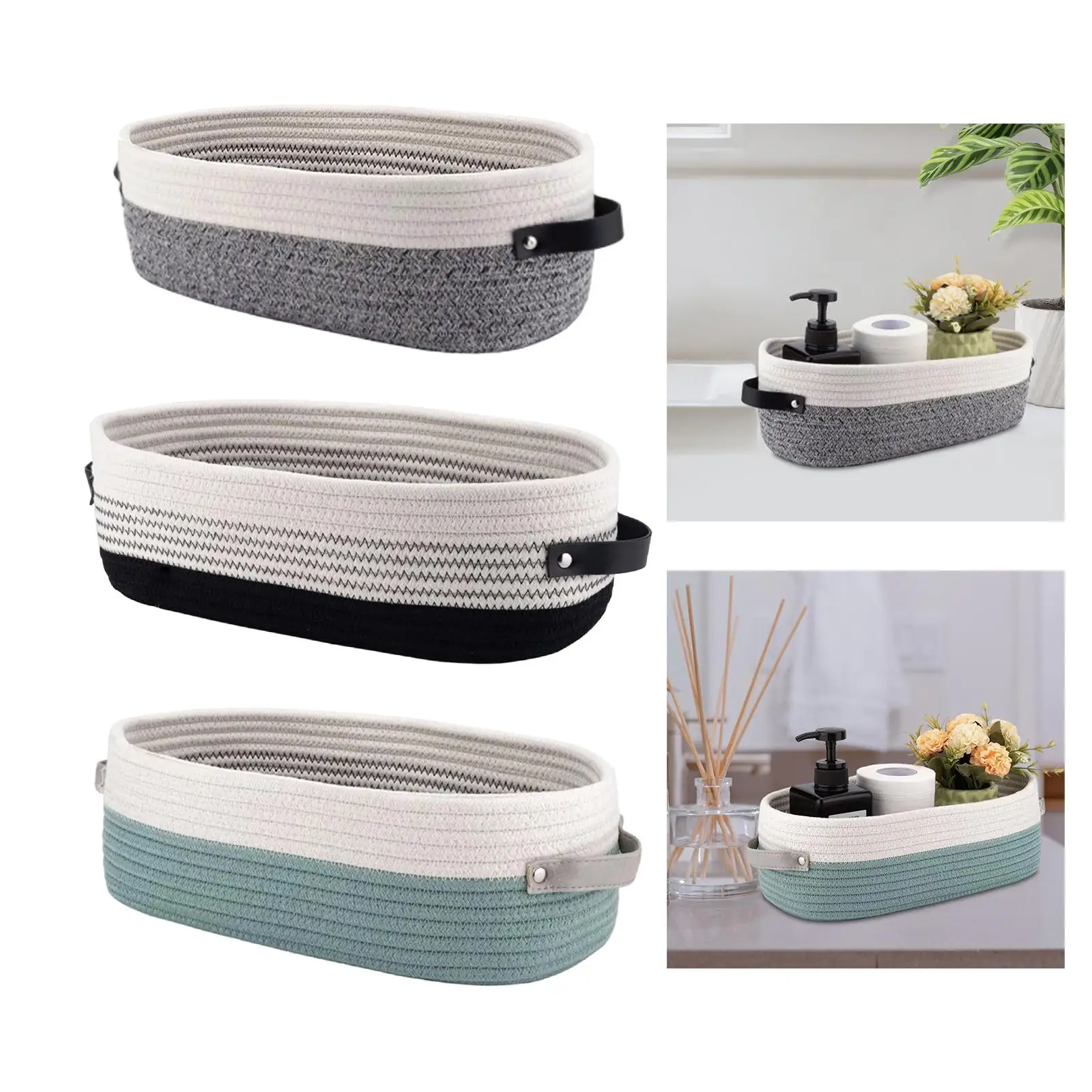 

Плетеная корзина с ручками, корзина для хранения, органайзер для ванной комнаты, для спальни, детской комнаты