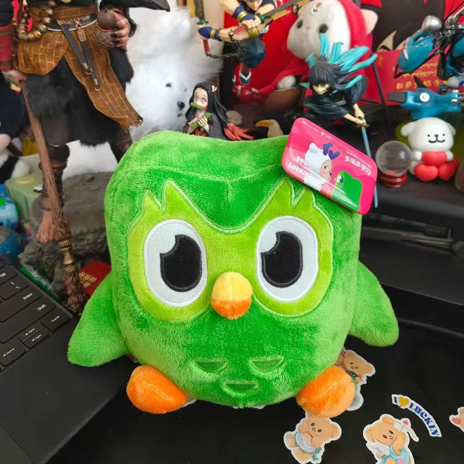 In Stock Duolingo Cute Green Duolingo Cartoon Eagle Plush Toy Children Companion Toy Birthday Gift