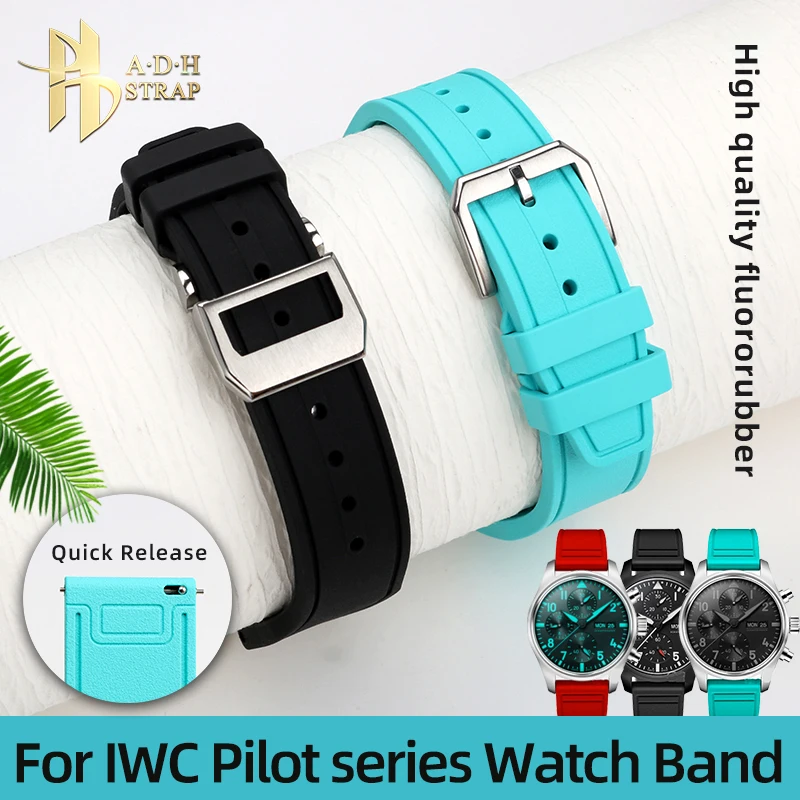 Correa de Fluororubber de alta calidad para IWC Pilot IW388114 /108 IW38940 Mark 17/18/20, banda de reloj de goma de 20/21/22mm, pulsera para hombre