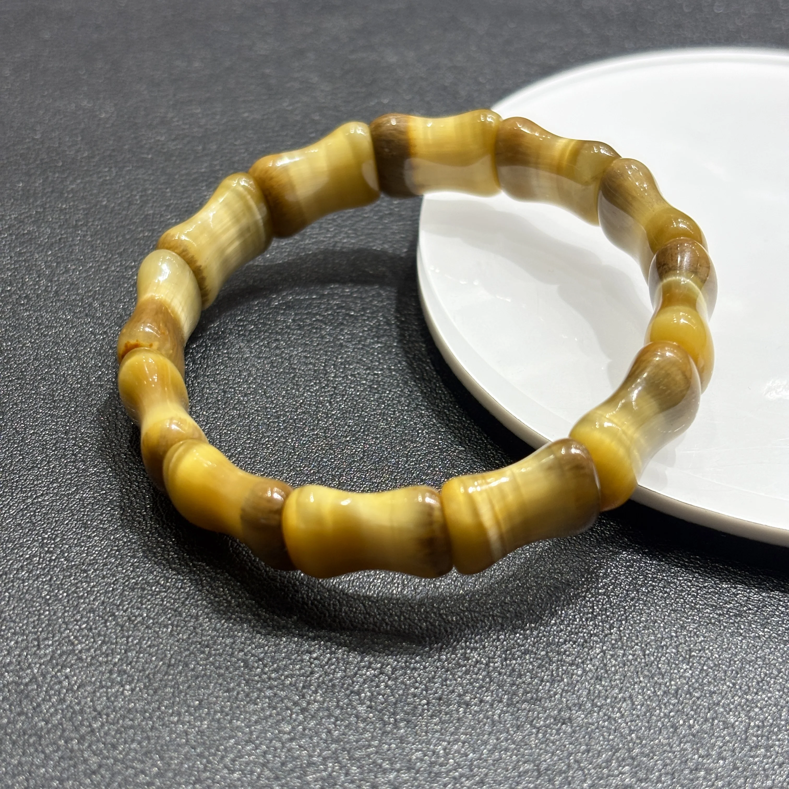 

Natural Golden Tiger Eye Bamboo Shapeg Section Hand Chain,Natural Stone Gem,Aesthetic Unisex Stackable Gift for Him or Her