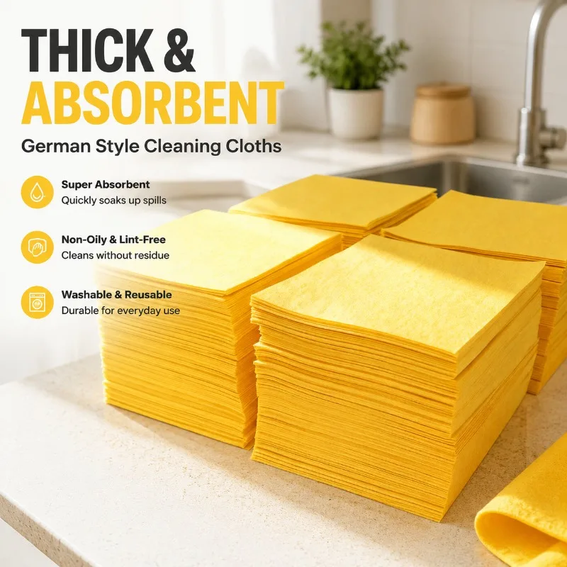 Thick German Style Multi-Purpose Cleaning Cloths, Absorbent  Kitchen  Dish Towels, Non-Oily  Washable  Housework  Cloth