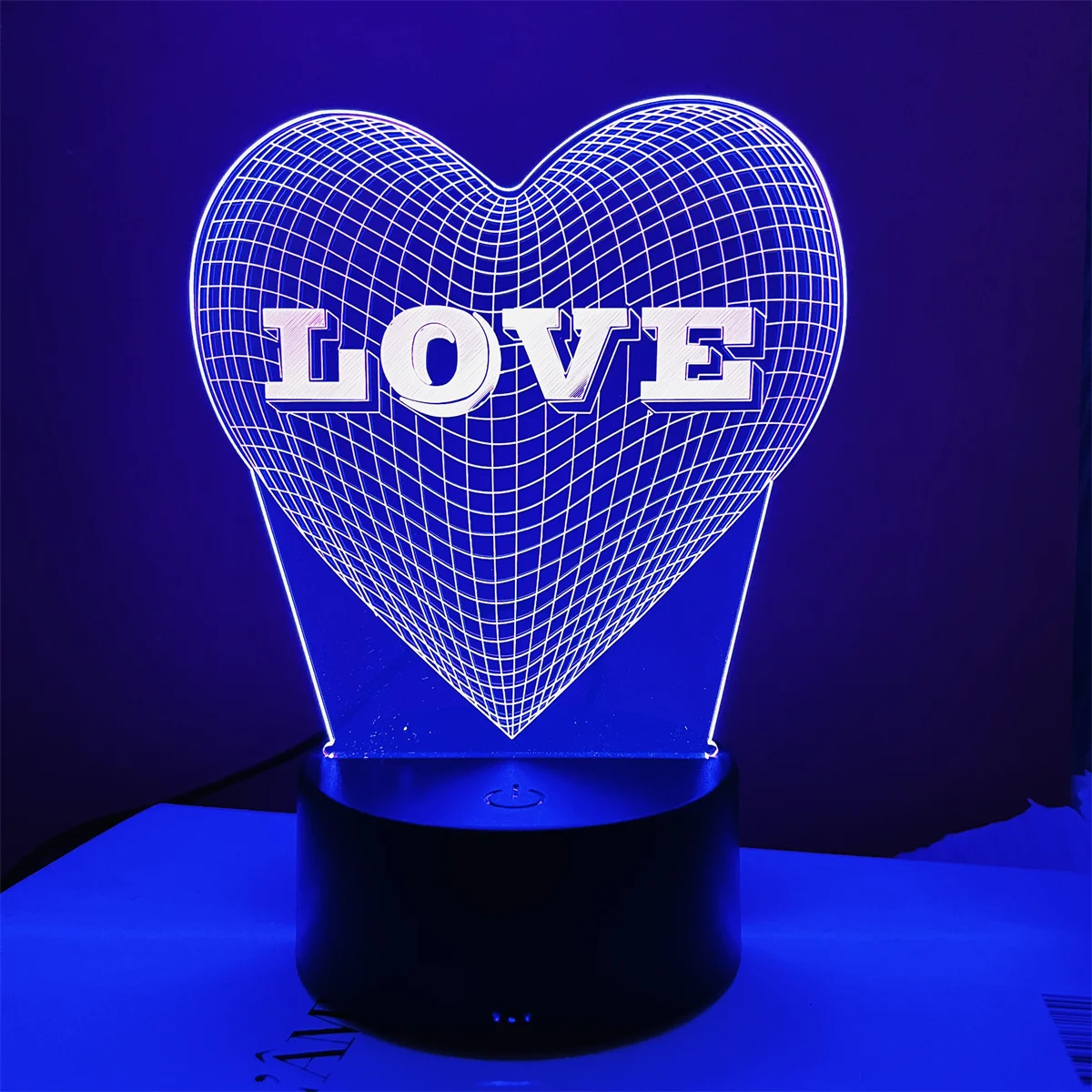 1pc  Love 3D Night Light, 3D Optical Illusion Lamp With Touch, 7-Color Changing Ambient Light For Bedroom