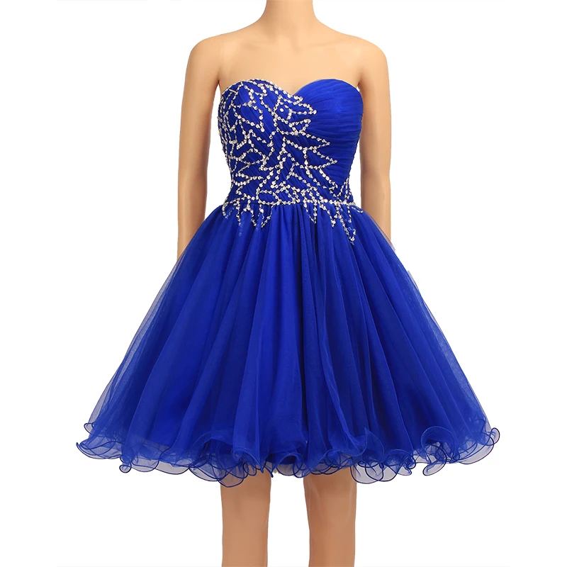 

Charmingbridal Sweetheart Beaded Homecoming Dress Black Sleeveless Cocktail Party Short Prom Dress Vestidos Cortos Royal Blue