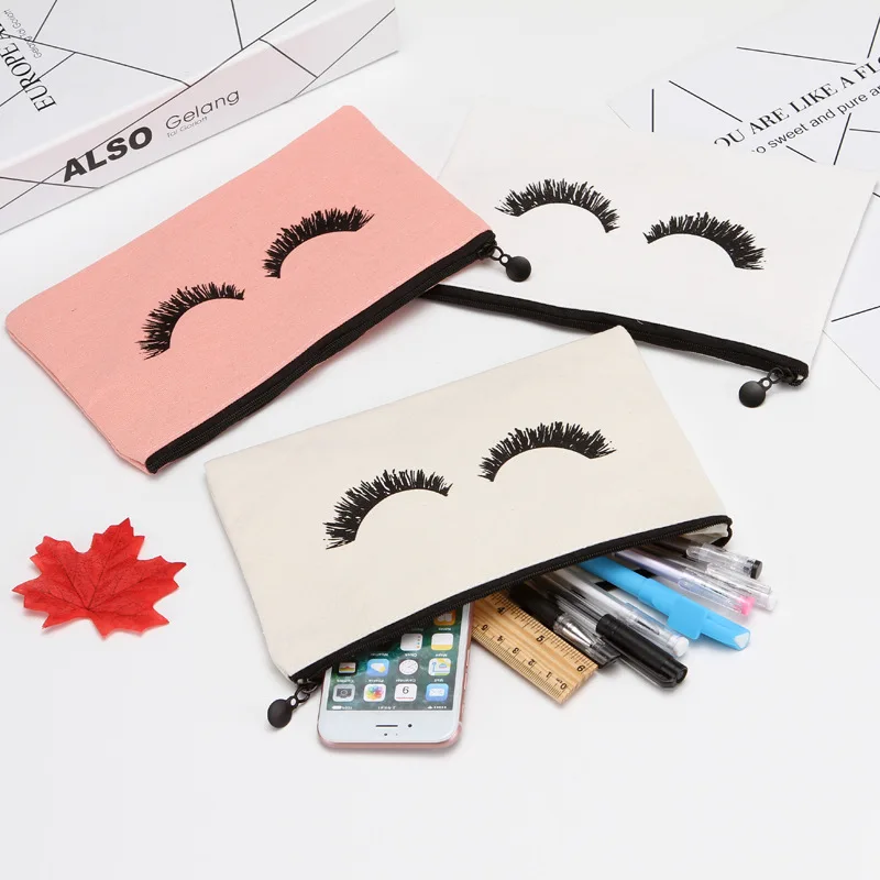 

200pcs/lot 3 Colors 23X14.5cm Closed Eyelash Makeup Bags Cosmetic Pencil Bags Travel Make up Pouches with Zipper for Women Girls