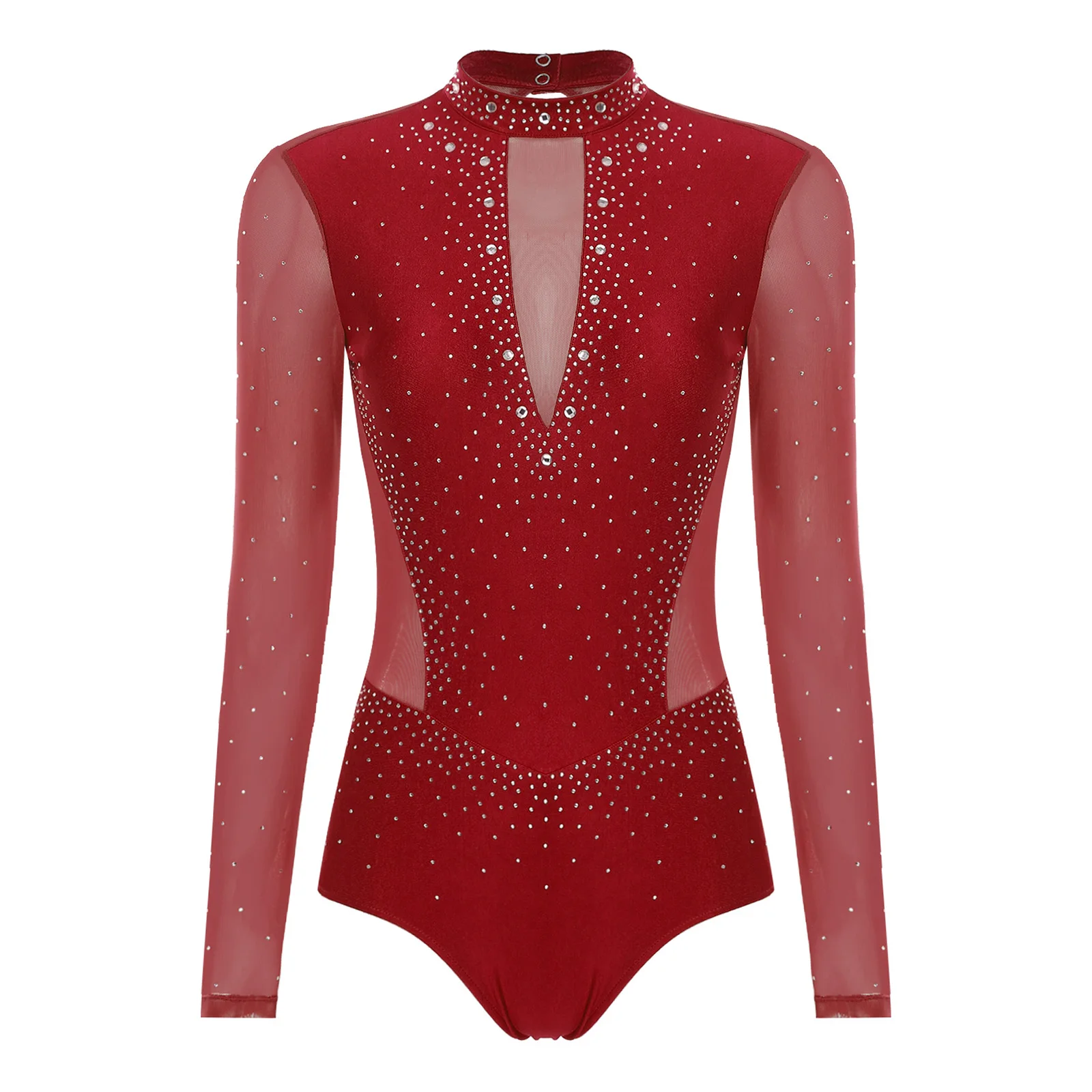 Justaucorps de ballet professionnel pour femmes, serré de danse à manches longues avec maille respirante, body de ballet et de spectacle sur scène