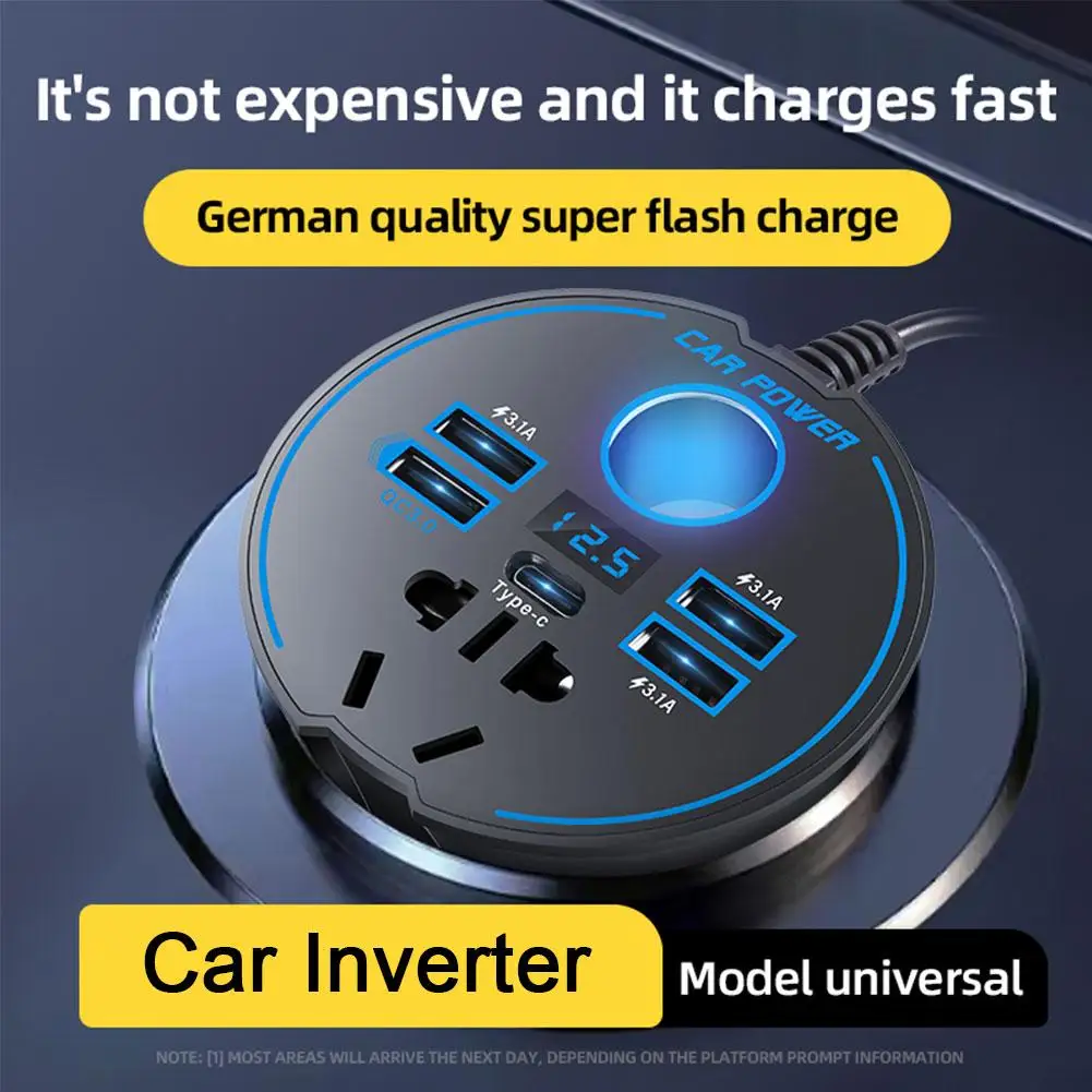 Car Inverter Digital Display Car Adapter Charging Converter Socket 12V24V-220V Car Charger Cigarette Power Lighter Fast Plu D4W4