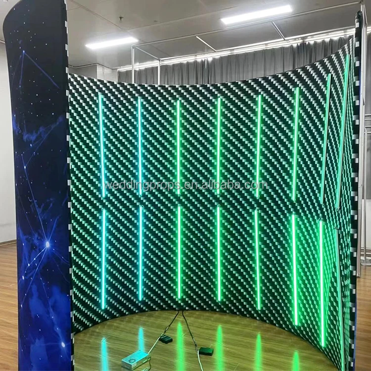 Party Event Decoration 360 Degree Video Camera Led Lights Vogue Booth Enclosure Photo Booth Backdrop