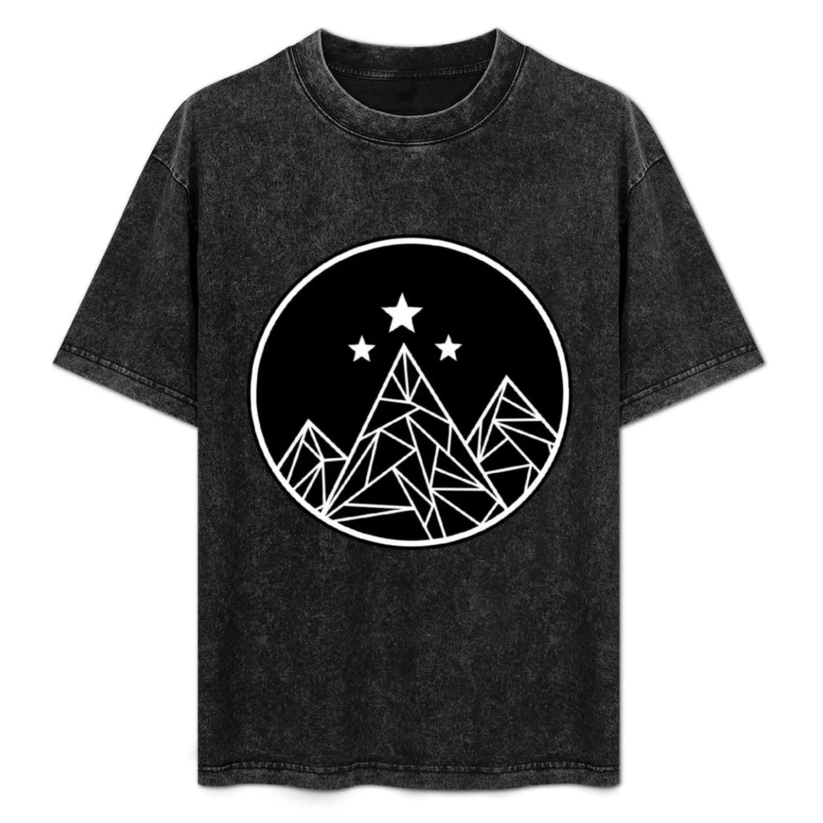 

Mountains and Stars - White Outline T-Shirt anime stuff customs plus size clothes t shirts for men graphic