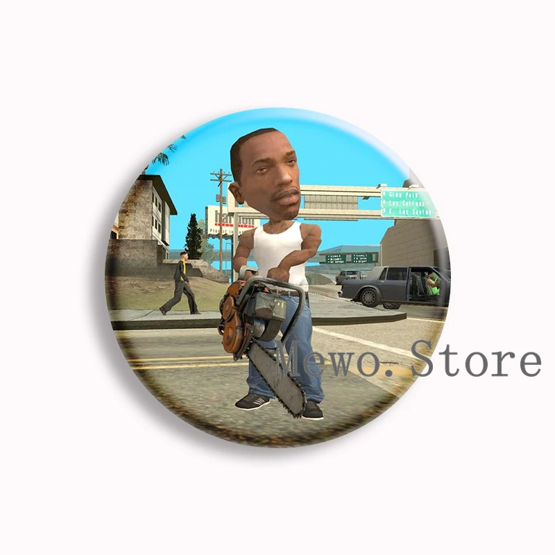 لعبة PS4 GTA5 لينة زر دبوس GTA VI سرقة السيارات الكبرى 5 مضحك ميمي بروش شارة حقيبة ديكور مجوهرات ألعاب جمع الأصدقاء الهدايا