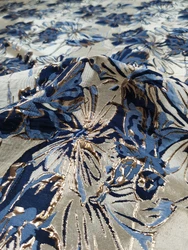 Blue Purple Metal Wire Brocade Jacquard Fabric for Sewing Dress Fluffy Skirt Windbreaker Suit Performance Clothing Cloth