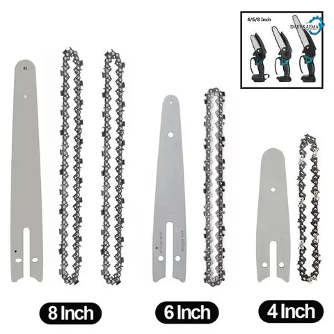 4/6/8 Inch Saw Bar 28/36 Knots Electric Chain Saw Accessories Replacement Chain Guide Mini Steel Chainsaw Garden Cutting Tool