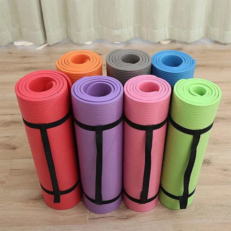 Fitness NBR Yoga Mat Horizontal Eidth 183*61*1CM Multifunctional Solid Color Exercise Mat Super Rebound Soft Non-slip Yoga Mat